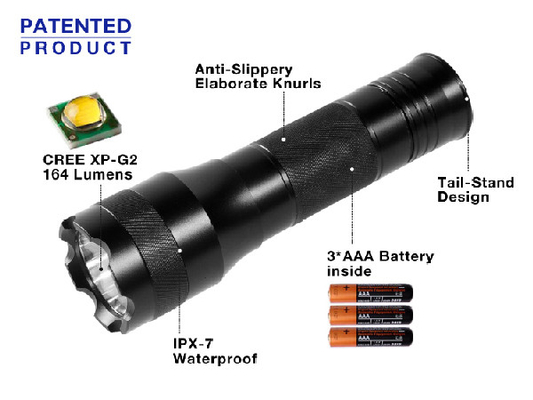 EDC ضد آب دست LED چراغ قوه 164 Lumens مواد آلومینیوم آلیاژی