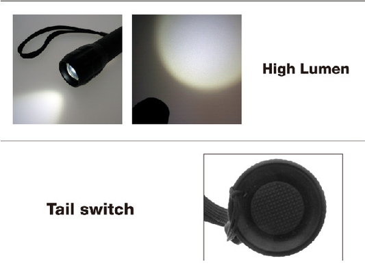ضد آب LED EDC چراغ قوه 500 لومن روشنایی بالا 5W قدرت خروجی